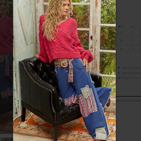 POL “ Alexia “ POL Denim Pants with Printed Contrast and Stud Detail 34 - Picture 10 of 12